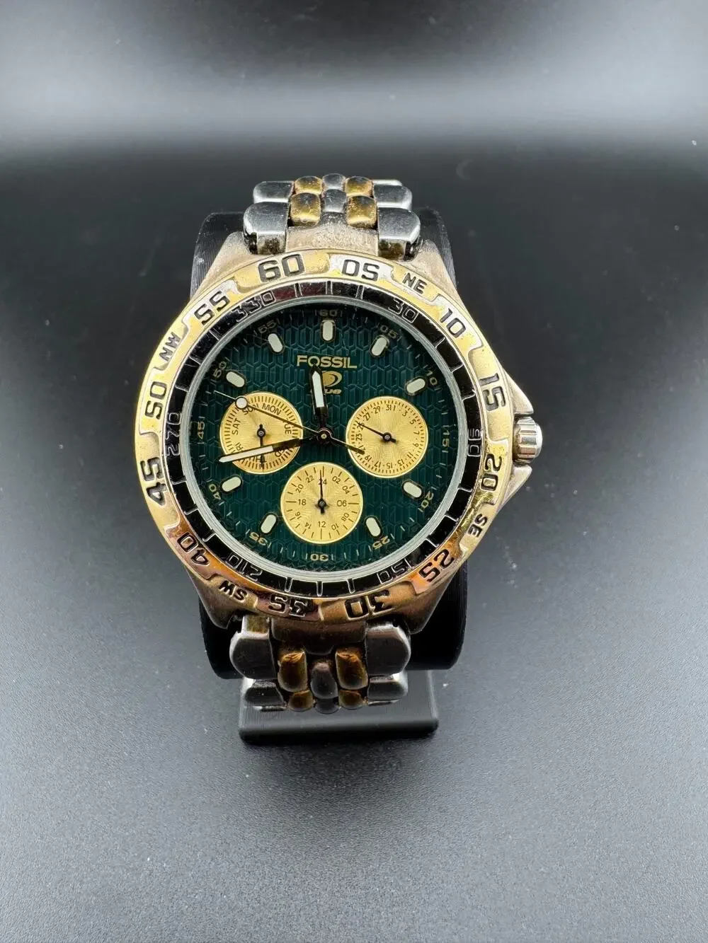 Fossil Blue Chronograph Watch Two Tone Green Face